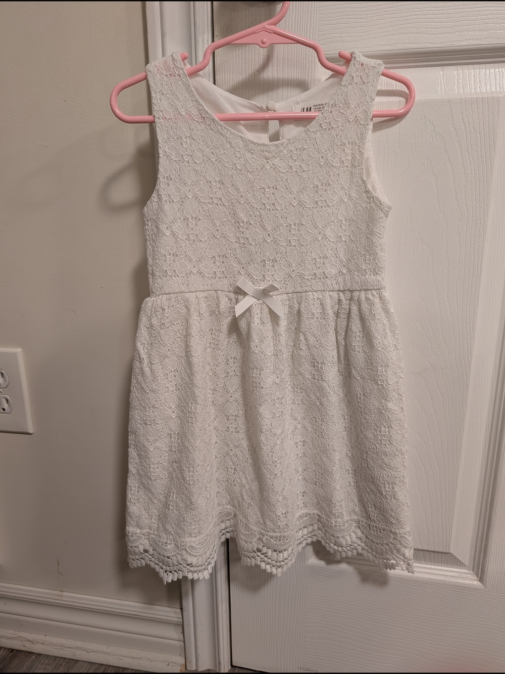 H&M White Lace Dress with Waist Bow